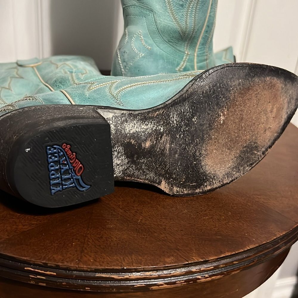 🔥 Yippee Ki Yay Old Gringo Embroidered Turquoise Cowboy Boots - Women's Sz 7.5B - Picture 11 of 15